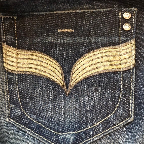 Vigoss Gold Glitter Straight Leg Ankle Jeans - Picture 7 of 7